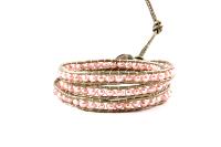 Bracelet wrap rose nacré 3 tours