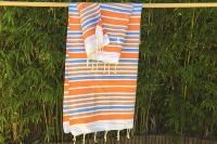 Fouta orange tissage à plat Jilma