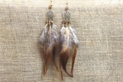 Boucles d'oreilles dreamcatcher & véritables plumes