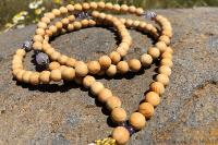 Collier mala perle de bois naturel 