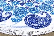 Serviette de plage ronde arabesque bleue