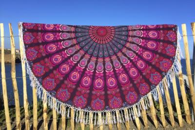 Drap de plage rond hippie rose nuancé