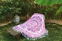 Drap de plage rond hippie rose