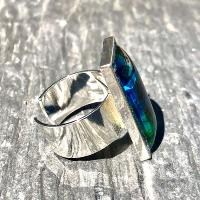 Bague en verre nuances de bleu et vert 