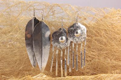 Boucles d'oreilles boho couleur argent duo1