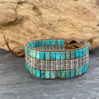Bracelet fantaisie rouleaux de prière turquoise 