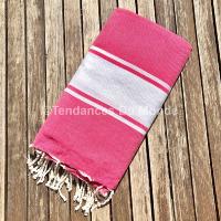 Fouta rose et blanc XL