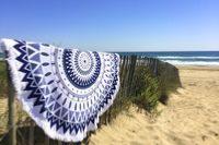 Serviette de plage ronde motif mandala bleu