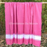 Fouta rose et blanc XL