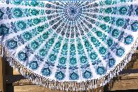 Drap de plage mandala Indien rond bleu 