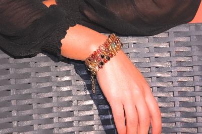 Bracelet Skala En Perles De Verre Multicolores – Neuf Avec étiquettes | Bijou Fantaisie Artisanal