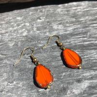 Boucles d'oreilles goutte de verre orange