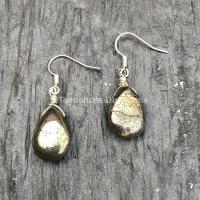 Boucles d'oreilles goutte de pyrite