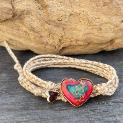 Bracelet fantaisie coeur de jaspe