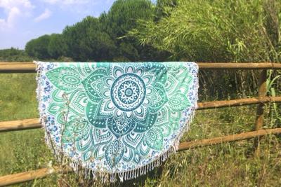 Drap de plage rond lotus vert