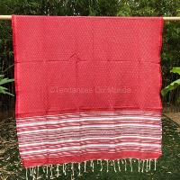 Fouta rouge tissage nid d'abeille Jemmal