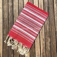 Fouta rouge tissage nid d'abeille Jemmal