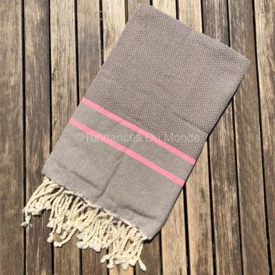 Fouta grise tissage chevron Lamta