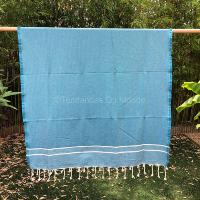 Fouta bleue tissage chevron Lamta