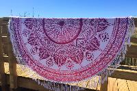 Drap de plage rond hippie rose