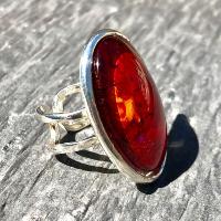 Bague bohème feu en verre