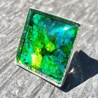 Bague en verre menthe