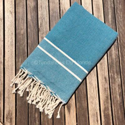 Fouta bleue tissage chevron Lamta