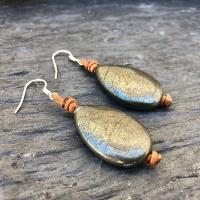 Boucles d'oreilles larme de pyrite