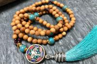 Collier mala en bois Cyan