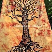 Tenture murale arbre de vie orange