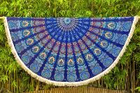 Drap de plage rond mandala bleu Mysore