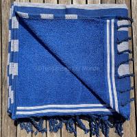 Fouta éponge bleu et gris