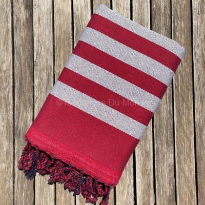 Fouta éponge rouge et gris