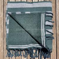 Fouta éponge vert et gris