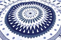 Serviette de plage ronde motif mandala bleu