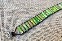 Bracelet rouleaux de jaspe vert