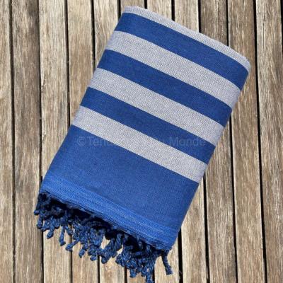 Fouta éponge bleu et gris