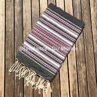 Fouta rose et noir nid d'abeille Jemmal