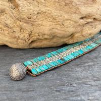 Bracelet fantaisie rouleaux de prière turquoise 