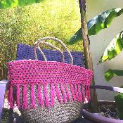 Panier de plage Ubud rose