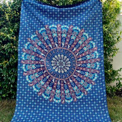 Tenture Murale Mandala En Coton 228x218 Cm - Décoration Ethnique Faite Main - Pour Chambre, Salon, Plage