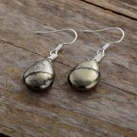 Boucles d'oreilles goutte de pyrite