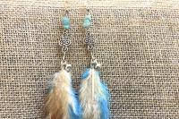 Boucles d'oreilles véritables plumes & Amazonite