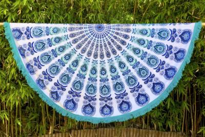 Drap de plage rond mandala bleu Ranchi