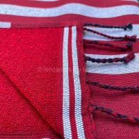 Fouta éponge rouge et gris