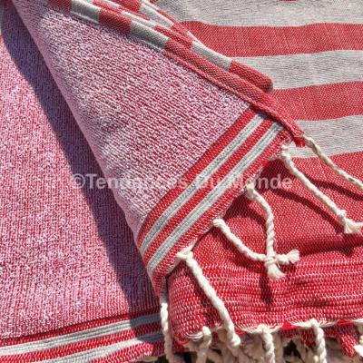 Fouta éponge bordeaux et gris