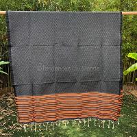 Fouta orange et noir nid d'abeille Madhia