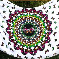 Paréo de plage mandala papillon blanc