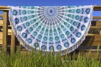 Drap de plage mandala Indien rond bleu 