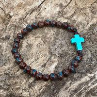 Bracelet en perle croix turquoise